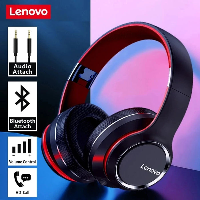 Lenovo HD200 auriculares Bluetooth sobre la oreja auriculares inalámbricos plegables con cancelación de ruido auriculares estéreo HIFI para juegos