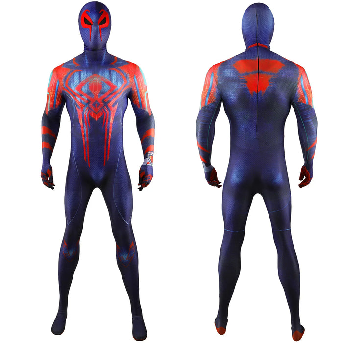 Disfraz de Spider Man 2099, mono de Miguel O'Hara, accesorios de cómic de Halloween, mono, disfraz de Spiderman con tocado