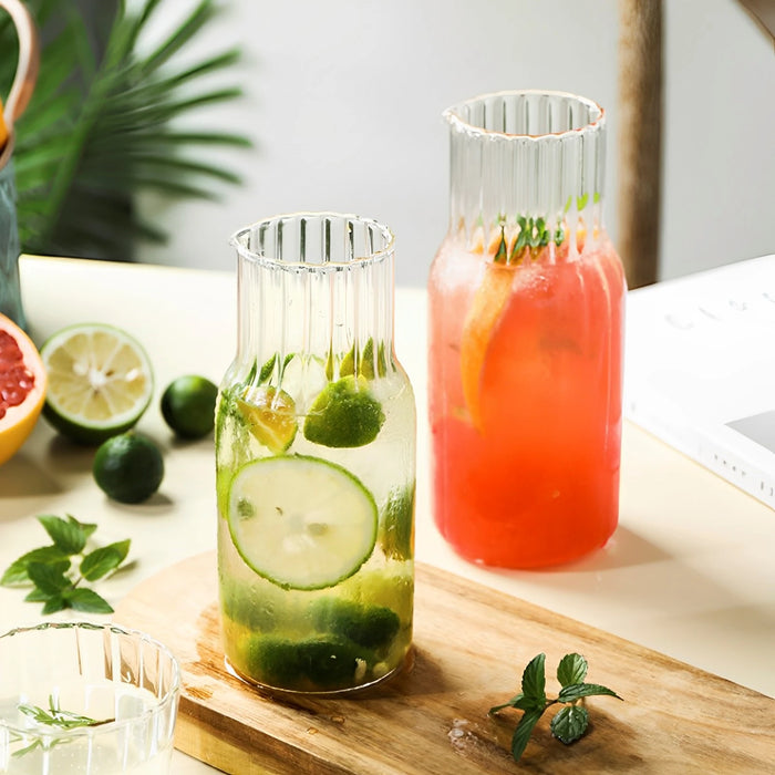 Ensemble de bouteilles d'eau en verre 550ML/600ML, avec carafe à eau en verre et dessous de verre pour le lait, les boissons et le thé