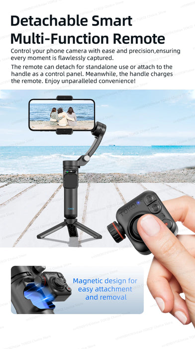 Stabilisateur de Smartphone Portable, cardan à 3 axes avec support de trépied pour iPhone 16 15 13 Pro Max