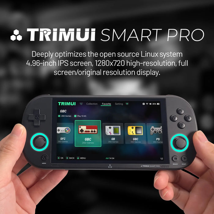 Consola de juegos portátil Trimui Smart Pro, pantalla IPS de 4,96 pulgadas, sistema Linux, Joystick, iluminación RGB, regalo Retro para jugadores