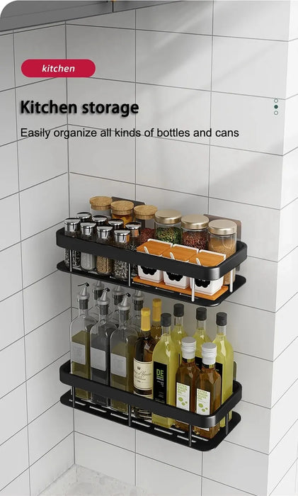 Sleek Set of 2 Wall-Mounted Corner Shelves in Space Aluminum for the Bathroom – Ideal for Shampoo and Shower Essentials