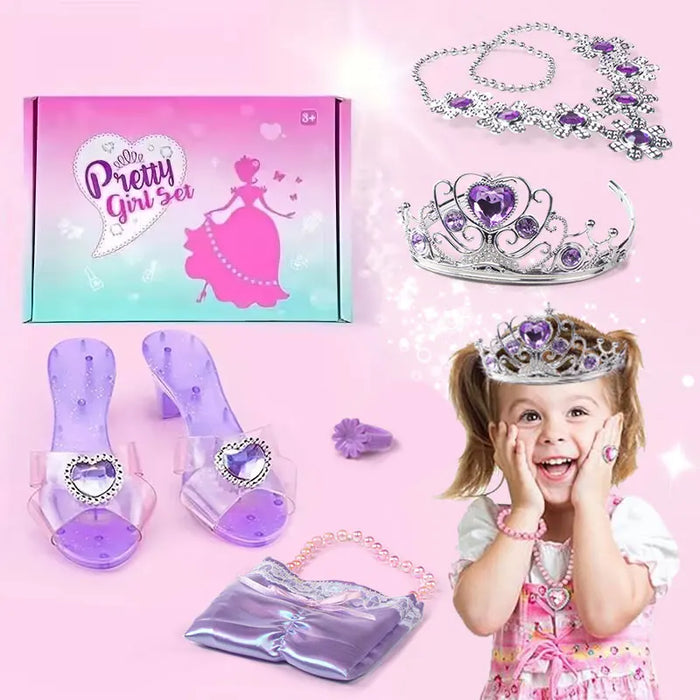 Robe de princesse pour tout-petits avec accessoires pour chaussures, bijoux et sac à main pour un jeu de rôle