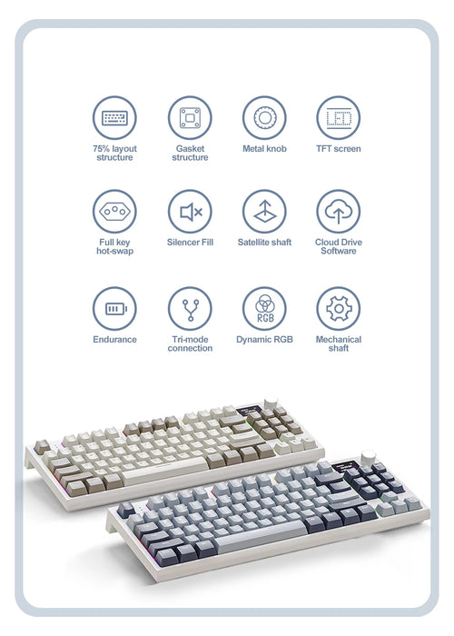 Teclado mecánico inalámbrico K86 intercambiable en caliente Bluetooth/2,4g con pantalla y perilla de volumen para juegos y trabajo