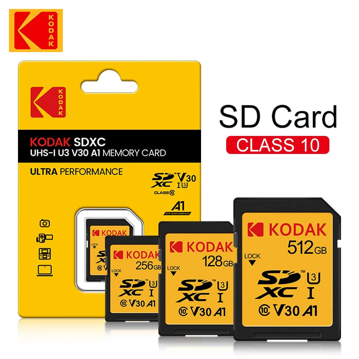 Tarjeta Kodak Ultra SD 64GB SDXC 128GB 32GB 16GB Tarjeta de memoria Flash Clase 10 para vídeo 4K SDHC Full HD