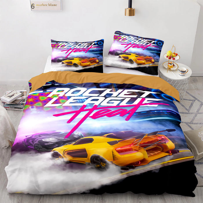 Bettwäsche-Set „Rocket League“ – Bettbezug für Kinderzimmer, Einzel-, Doppelbett-, Queen-Size- und King-Size-Größe, Automotiv