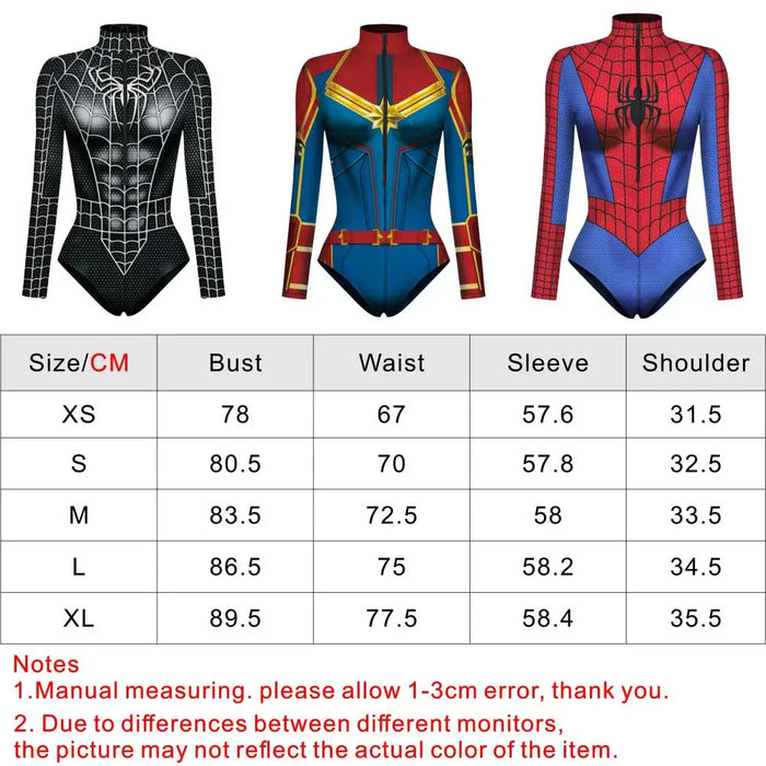 Spiderman-Overall für Damen und Herren, Superhelden-Kostüm mit 3D-Druck, Langarm-Badeanzug, Halloween-Karnevalskostüm