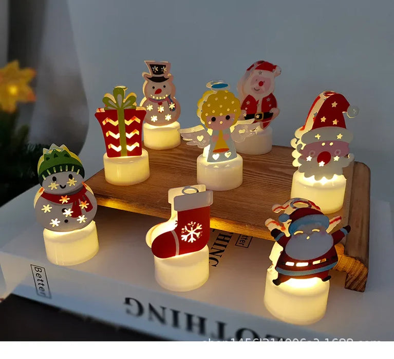 Décorations en toile du père noël LED pour la maison 2024, ornements de noël en toile pure, cadeaux de noël et cadeaux du nouvel an