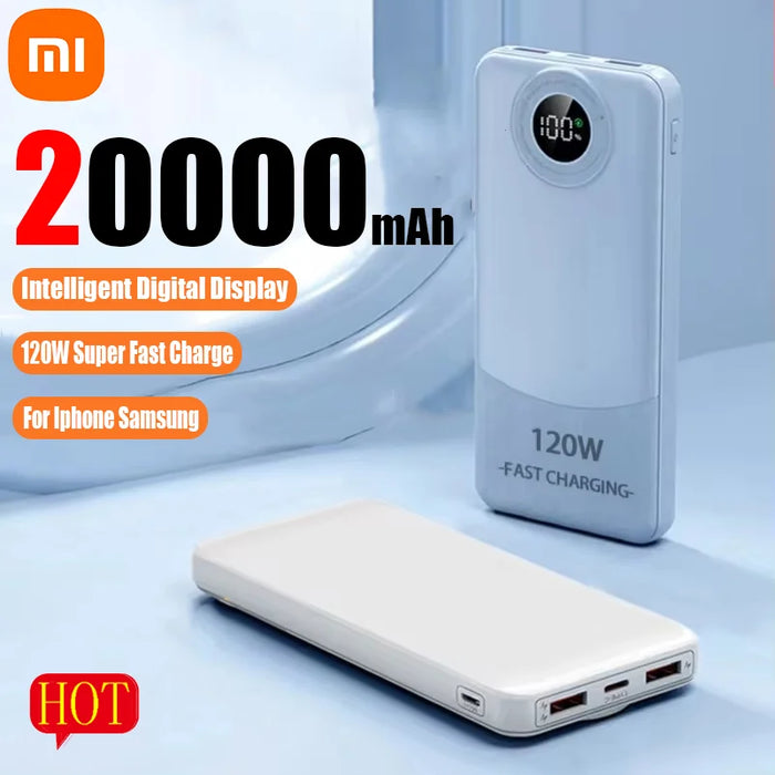 Xiaomi 200000 mAh Powerbank mit hoher Kapazität, 120 W, superschnelles Aufladen, intelligente Digitalanzeige, Powerbank für iPhone, Xiaomi, Samsung