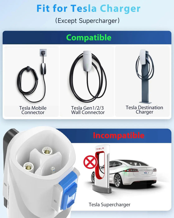 EVDANCE Portable Tesla to J1772 Adapters 80A 20Kw Electric Car Charging Accessories Compatible with All Tesla NACS EV Chargers