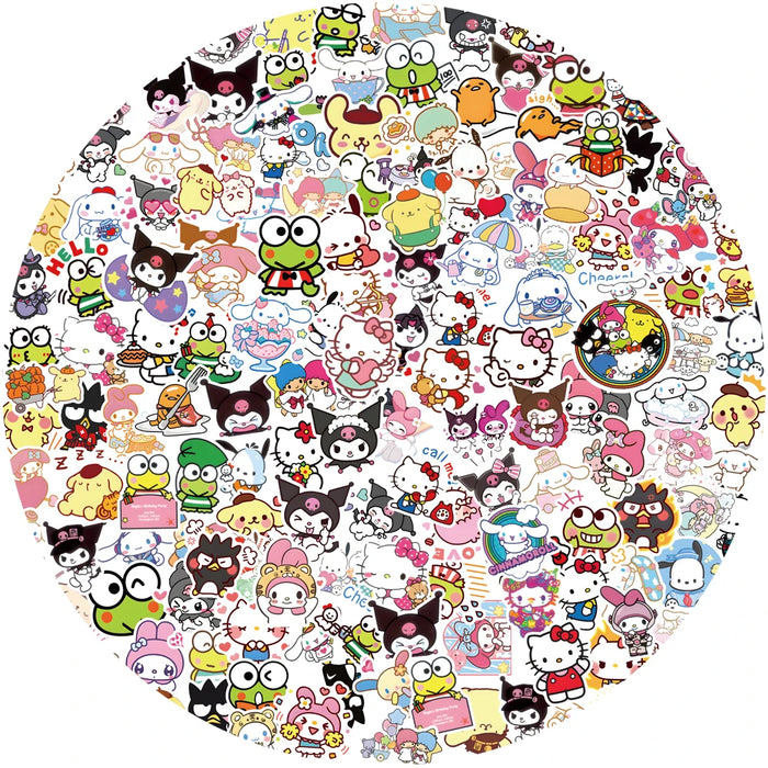 Urocza kolekcja naklejek Sanrio — zestawy 50/100/200 sztuk Adorable My Melody, Kuromi i Hello Kitty dla dzieci i projektów kreatywnych