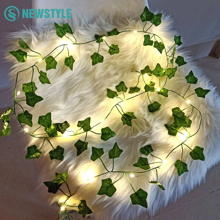 Guirnalda de luces LED Ivy Vines con girasol, hojas de sandía y rosas - 2M y 5M para decoración de bodas y Navidad