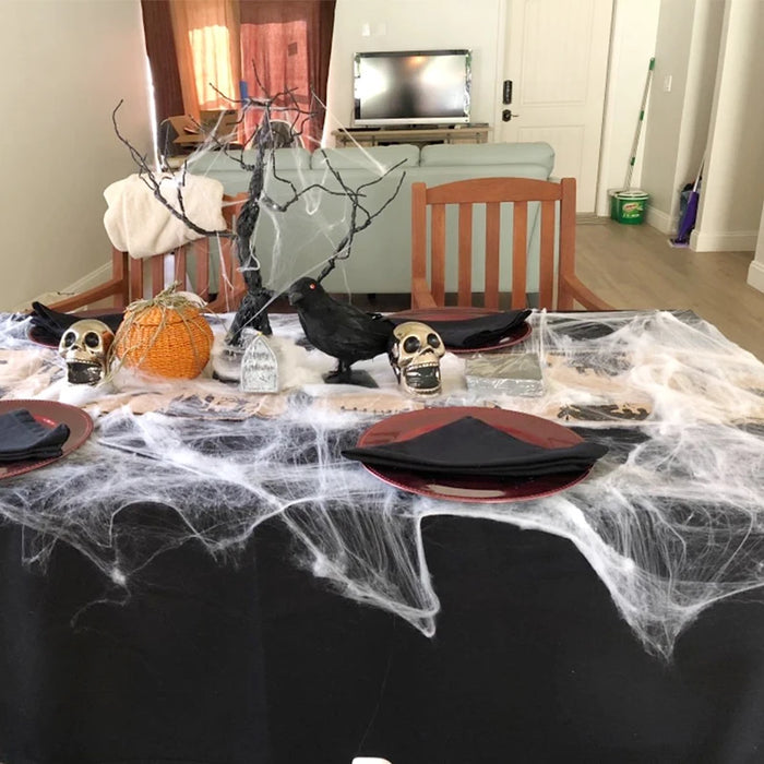 Decoraciones aterradoras de Halloween: telaraña artificial para fiestas y escenas de casas encantadas