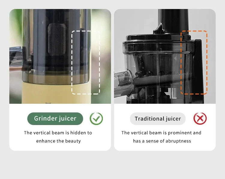 Compact Slow Juicer for Home - Automatic Multifunctional Fruit Juicer with Residue Separation