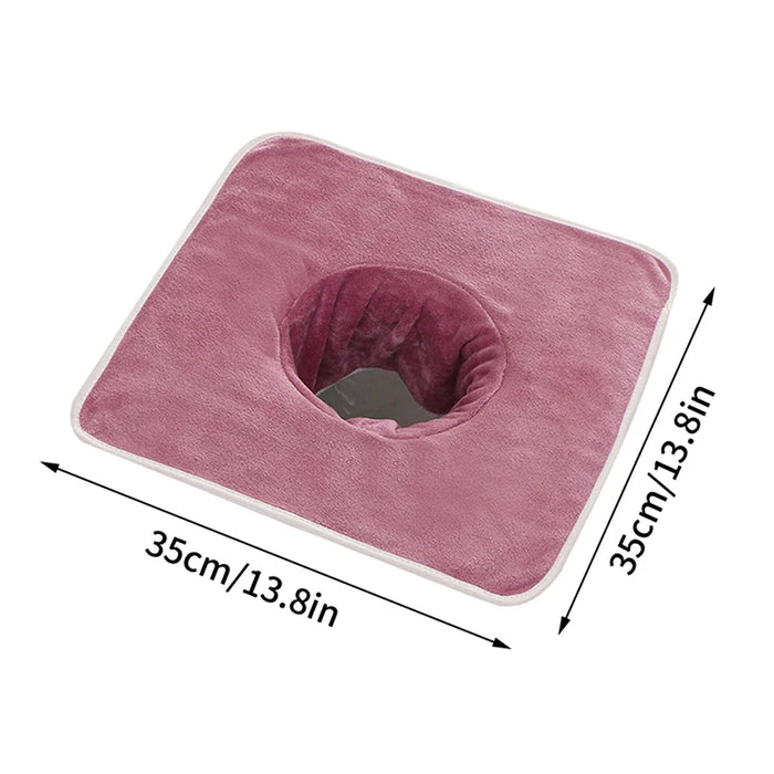 Serviette visage SPA renforcée avec trou - Douce et chauffante 35x35 cm pour table de massage