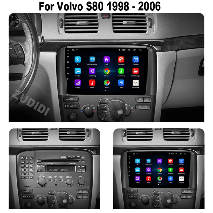 Autoradio für VOLVO S80 1998–2006, 2Din Android Multimedia mit Octa Core, DVD-GPS-Navigation, QLED-Bildschirm und Carplay