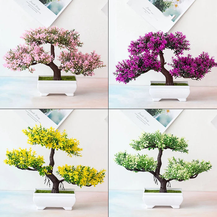 Artificial Potted Bonsai Trees – Small Decorative Flowering Plants for Home and Event Decor