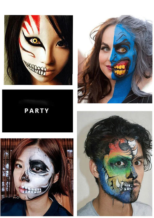 Halloween Face and Body Painting Kit - 12/20 Color Set with Brushes, Safe for Kids and Adults