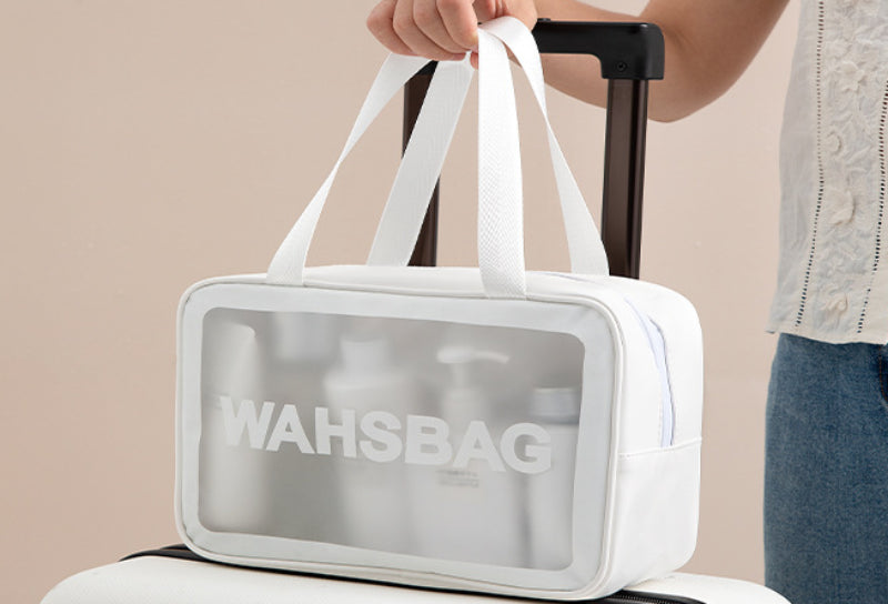 Wasserdichte Kosmetiktasche mit großer Kapazität, tragbar, transparent, PVC, Reisewaschbeutel, kosmetische Aufbewahrung, Wäscher, PU-Schwimmtasche