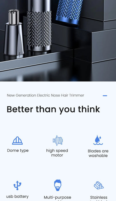 Elektrischer Nasenhaarschneider für Männer – automatischer Ohr- und Nasenhaarentferner, waschbar und über USB wiederaufladbar