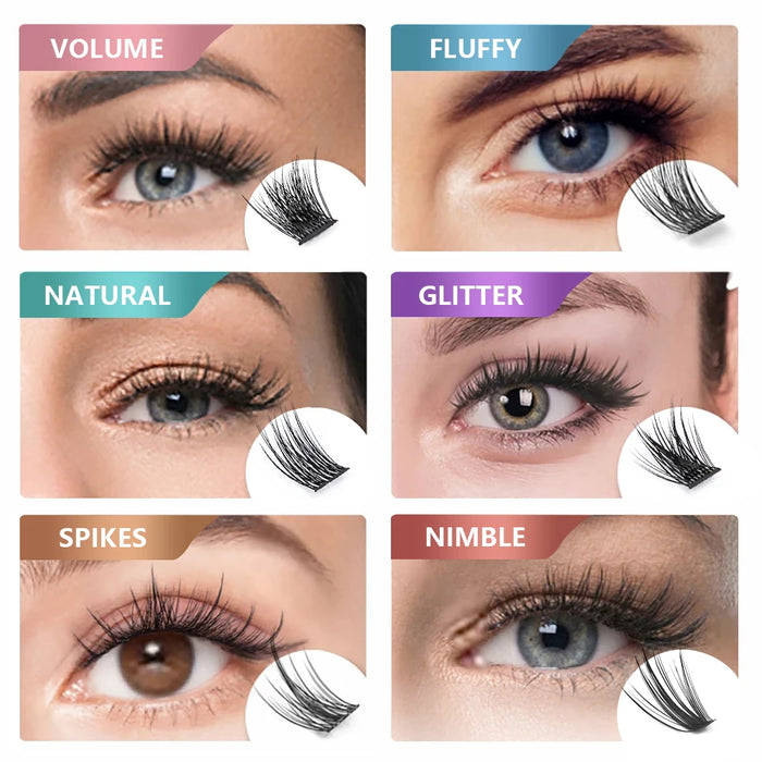 MASSCAKU DIY Cluster-Wimpernverlängerung, segmentierte falsche Wimpernbündel, 72 Volumen, natürliche russische Faux-Nerz-Make-up-Wimpern