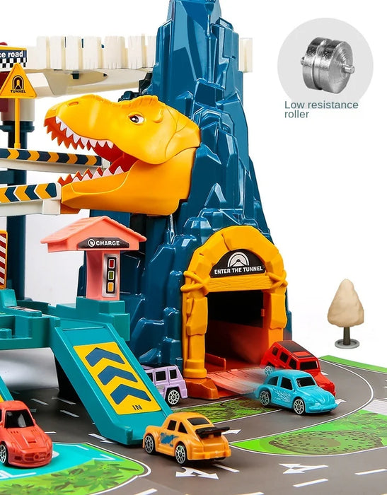 Parking électrique de Construction de dinosaures avec piste de course pour enfants, jouets de Train mécaniques interactifs