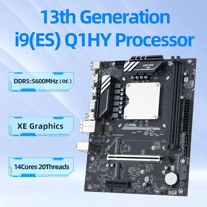 DIY-Gaming-Computer-Motherboard mit integrierter 13. Kit-Interposer-Core-CPU Q1HY ES 0000 (Referenz zu i9 13900HK) 14C20T DDR5-Desktop-Computer