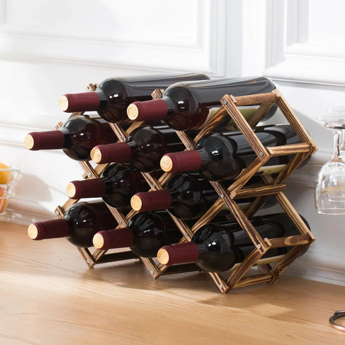 Casier à vin en bois pour cuisine - Porte-bouteille de vin et rangement bar assemblés