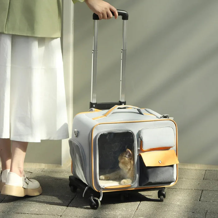 Carro de viaje portátil para perros y gatos pequeños: elegantes bolsas tipo cápsula para animales en movimiento