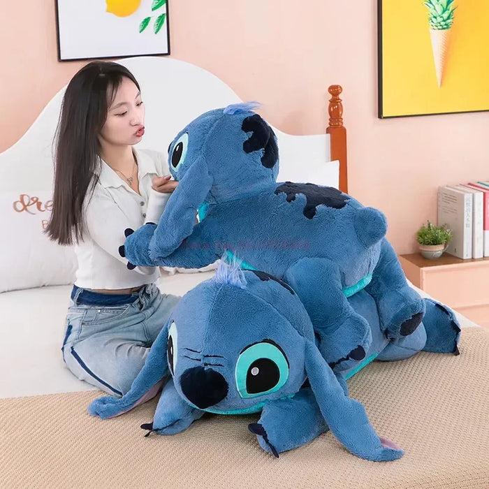 Disney 45/60/80cm Stitch Animal relleno Lilo & Stitch muñeca de hielo suave almohada suave soporte propenso azul oscuro/claro Linda Idea de regalo