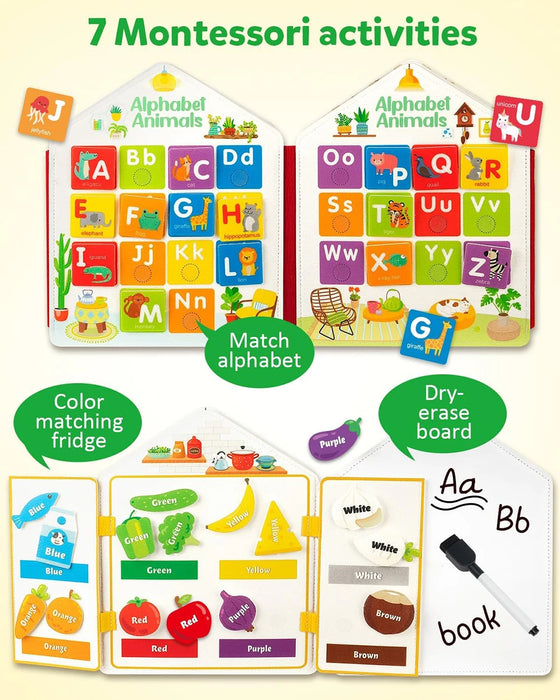 Tableau d'activités Montessori pour les tout-petits - Livre d'apprentissage sensoriel pour la maternelle, développe la motricité fine et l'éducation précoce