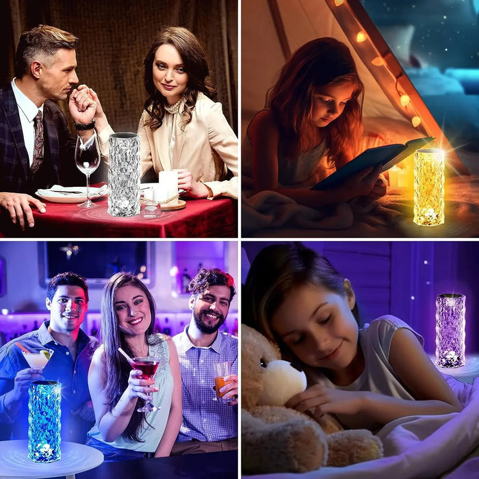 RGB LED Nachtlicht Kristall Diamant Rose Tischlampe USB wiederaufladbar Touch Nachttischlampen für Home Office Dating Place Party