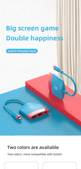 Hagibis Switch Dock TV Dock SWC01 Estación de acoplamiento portátil USB C a 4K HDMI USB 3.0 Hub para Nintendo, portátiles, PC y iPad