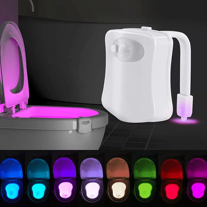 Colorful Motion Sensor Toilet Bowl Night Light - Fun LED Bathroom Accessory with 16 Colors and Adjustable Brightness