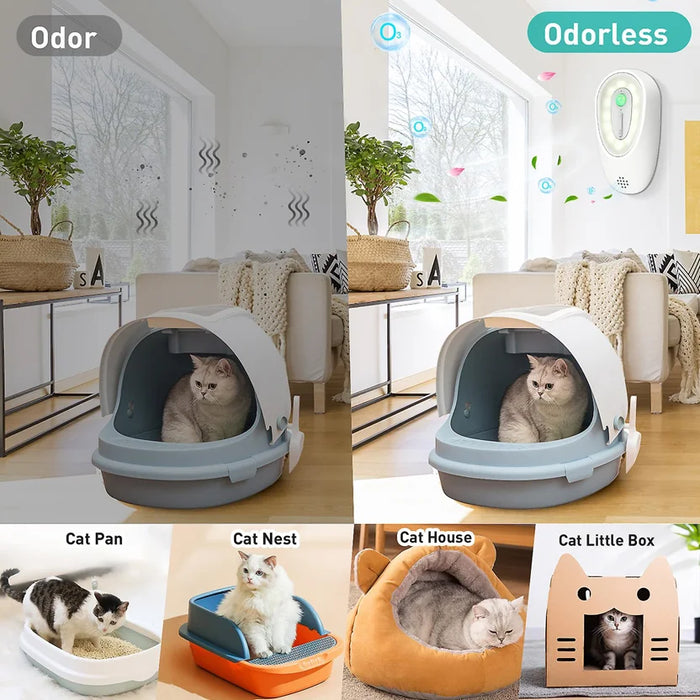 Dissolvant d'odeurs intelligent pour chats et chiens - Désodorisant en boîte, purificateur d'air rechargeable pour animaux de compagnie