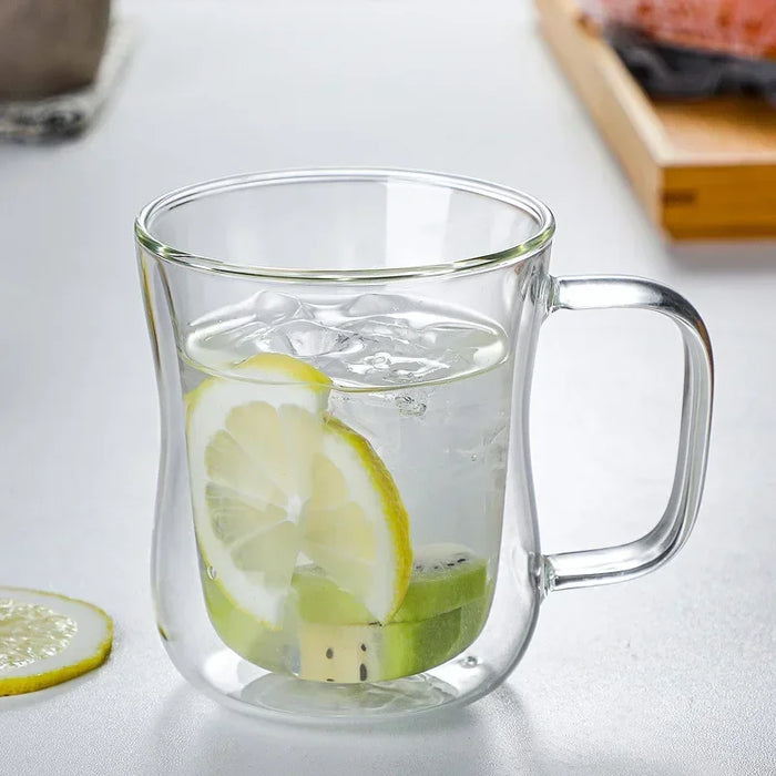 Ensemble de tasses en verre à double paroi résistantes à la chaleur pour la bière et le café – Tasses faites à la main pour le thé et le whisky, verre à boire transparent