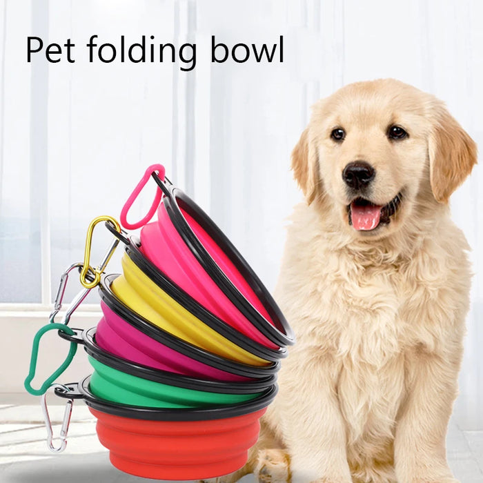 Gamelle pliable en silicone pour chien pour une utilisation en extérieur – portable et légère pour la randonnée et l'aventure.