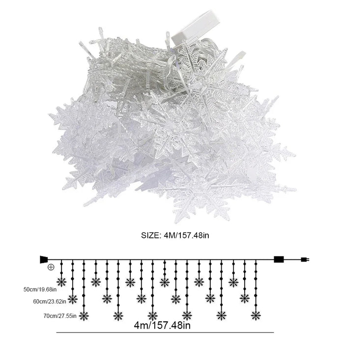 Lumières de flocon de neige LED de 3.5M-rideaux lumineux clignotants pour la décoration et la fête de noël, mariages et vacances imperméables