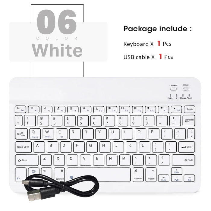 Kit de teclado y teclado inalámbrico portátil de 10 pulgadas para tabletas iPad, Samsung y Lenovo, compatible con español, ruso, árabe y coreano.