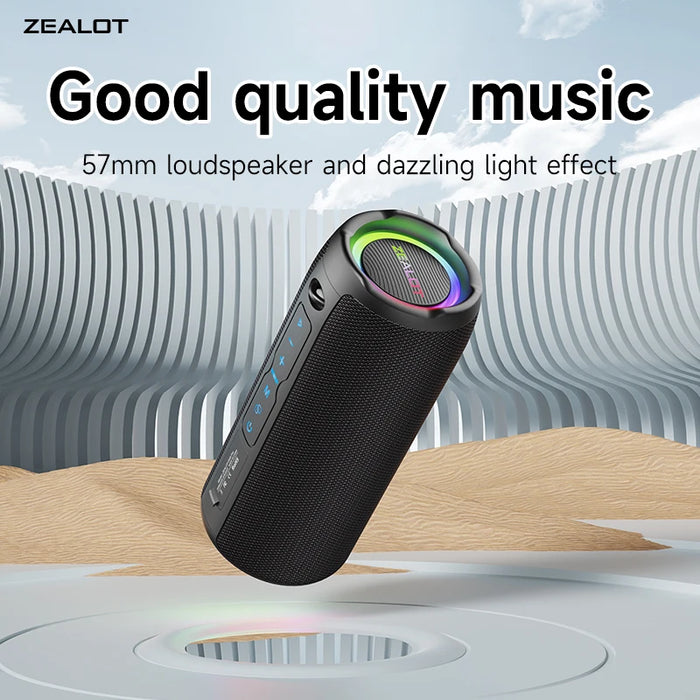 ZEALOT-S49PRO Altavoz Bluetooth portátil 20W IPX6 Caja de sonido potente a prueba de agua con refuerzo de graves y emparejamiento dual para estéreo inalámbrico verdadero