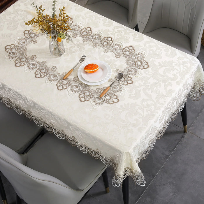 Battilo Nappe de Luxe en Dentelle Nappe Carrée à Motif Floral Blanc avec Broderie pour Table de Dîner Décorations de Mariage et de Fête