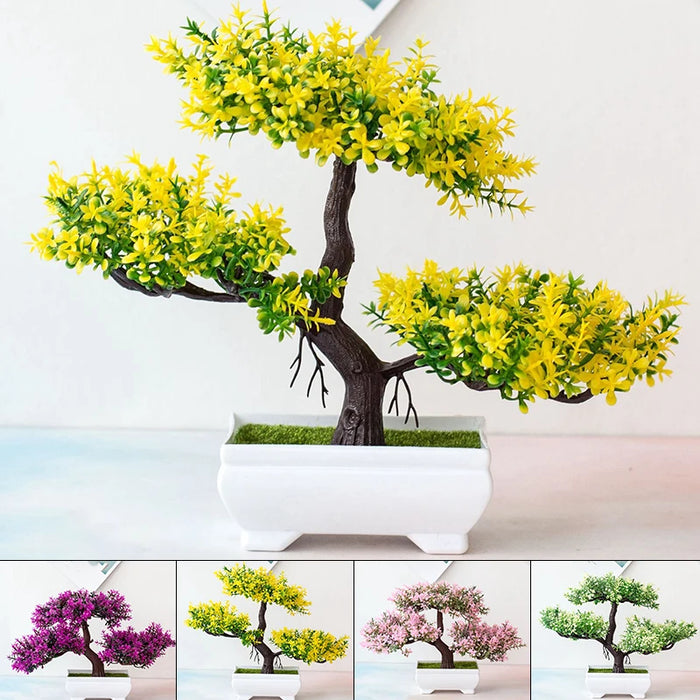 Artificial Potted Bonsai Trees – Small Decorative Flowering Plants for Home and Event Decor