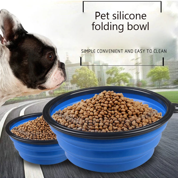 Gamelle pliable en silicone pour chien pour une utilisation en extérieur – portable et légère pour la randonnée et l'aventure.