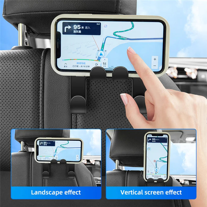 Gancho para asiento trasero de coche para colgar almacenamiento de teléfono móvil soporte para asiento trasero perezoso soporte para teléfono para iPhone Samsung y todos los teléfonos