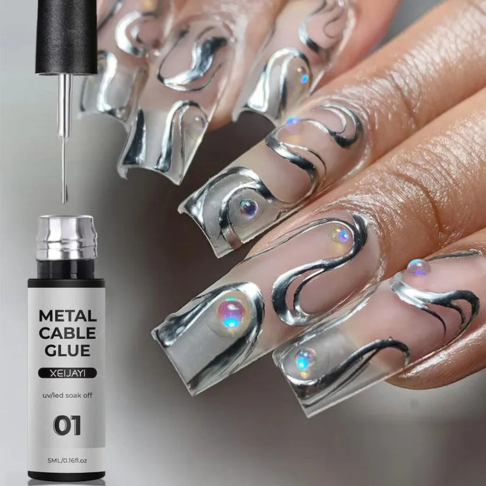 Superbrillante Gel Liner Metálico – Esmalte de Uñas en Gel Espejo en Plata, Oro y Rosado (5/7/8 ml)