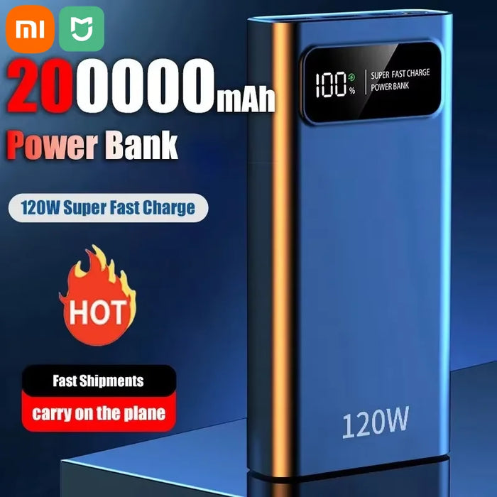 Xiaomi Power Bank 200000mAH 120W Batería externa de carga rápida con pantalla digital - Alta capacidad y portátil para Iphone