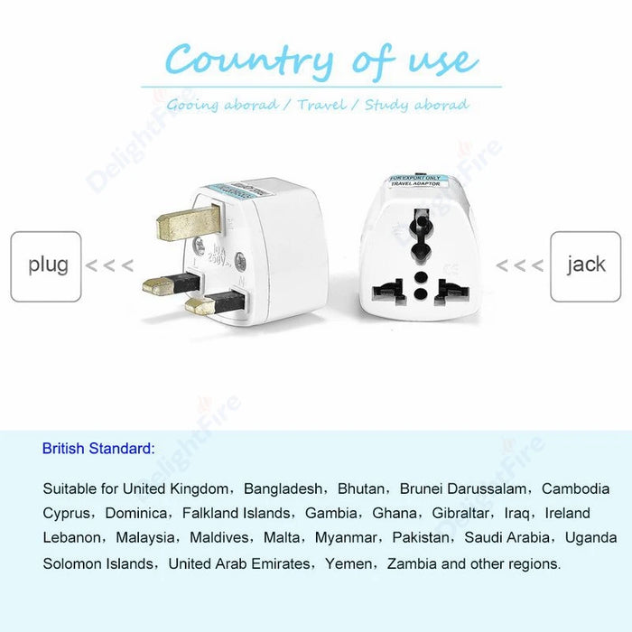 Adaptateur de prise universel UK pour voyage-adaptateur secteur US/EU/AU vers UK avec prise de courant et convertisseur