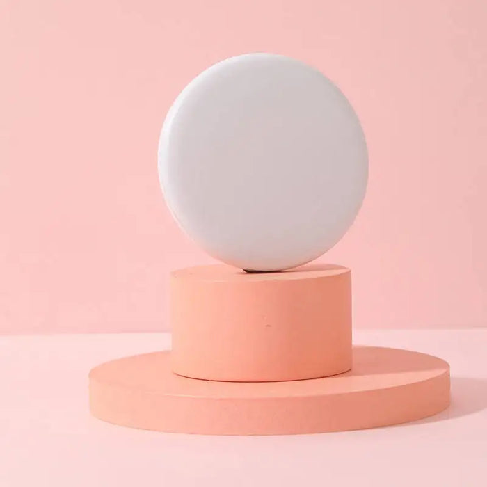 Espejo de maquillaje plegable cosmético con luz LED pequeño personalizado para damas con efecto luminoso - Mini espejo blanco rosa