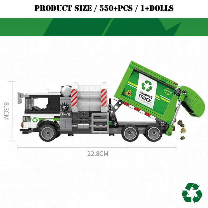 ZKZC City Cleaning Garbage Dump Vehicle Bausteine ​​– Reinigungsauto für Kinder, perfektes Weihnachtsgeschenk!