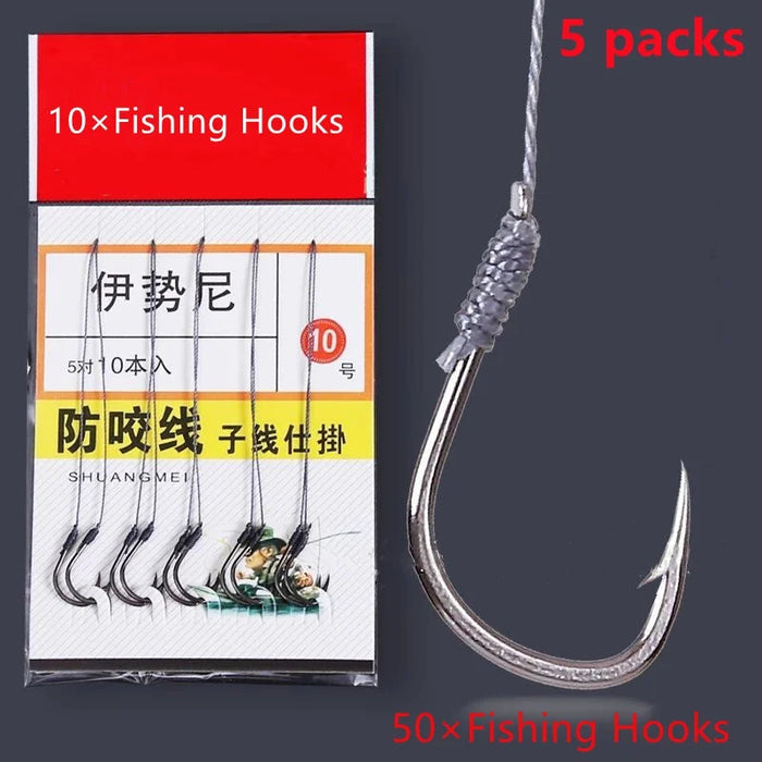 5-Pack Strong Double Hooks for Fishing Tackle - Durable with Sturdy Horse Line